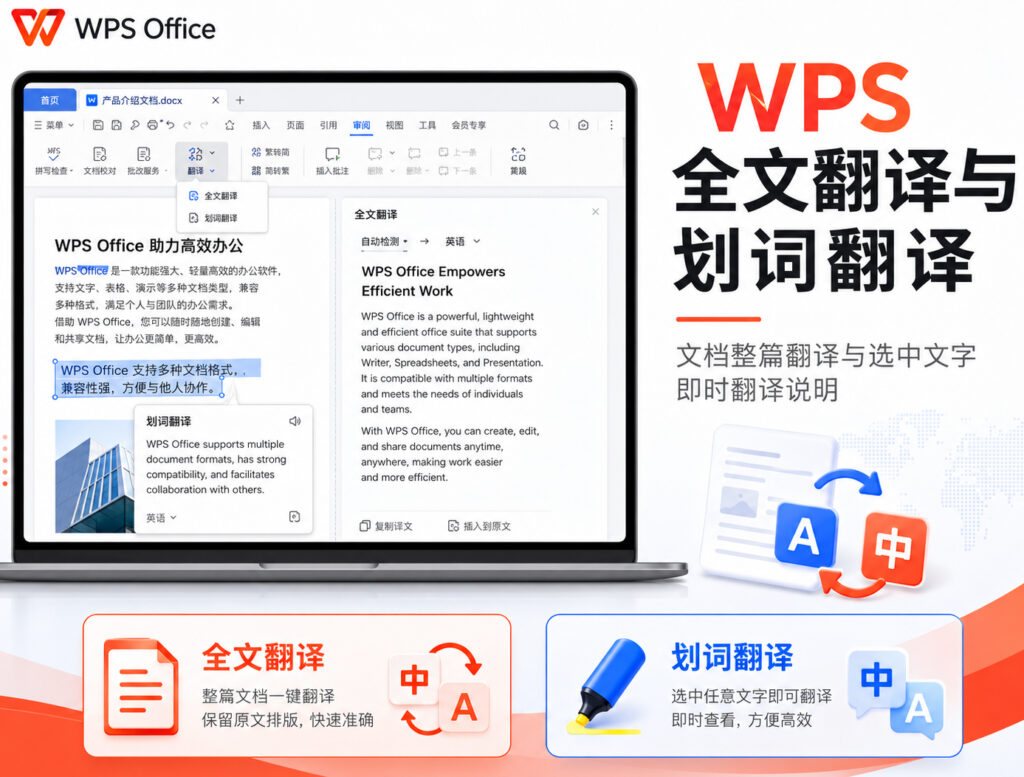 WPS全文翻译与划词翻译怎么用