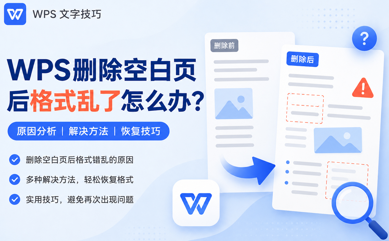 WPS删除空白页后格式乱了怎么办