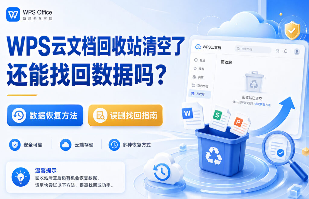 WPS云文档回收站清空了还能找回数据吗